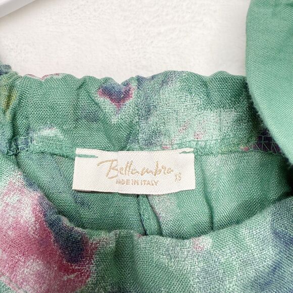 BELLA UMBRA 100% Linen Halter Floral Sundress Bow Green Made In Italy Sz XS - Picture 5 of 8